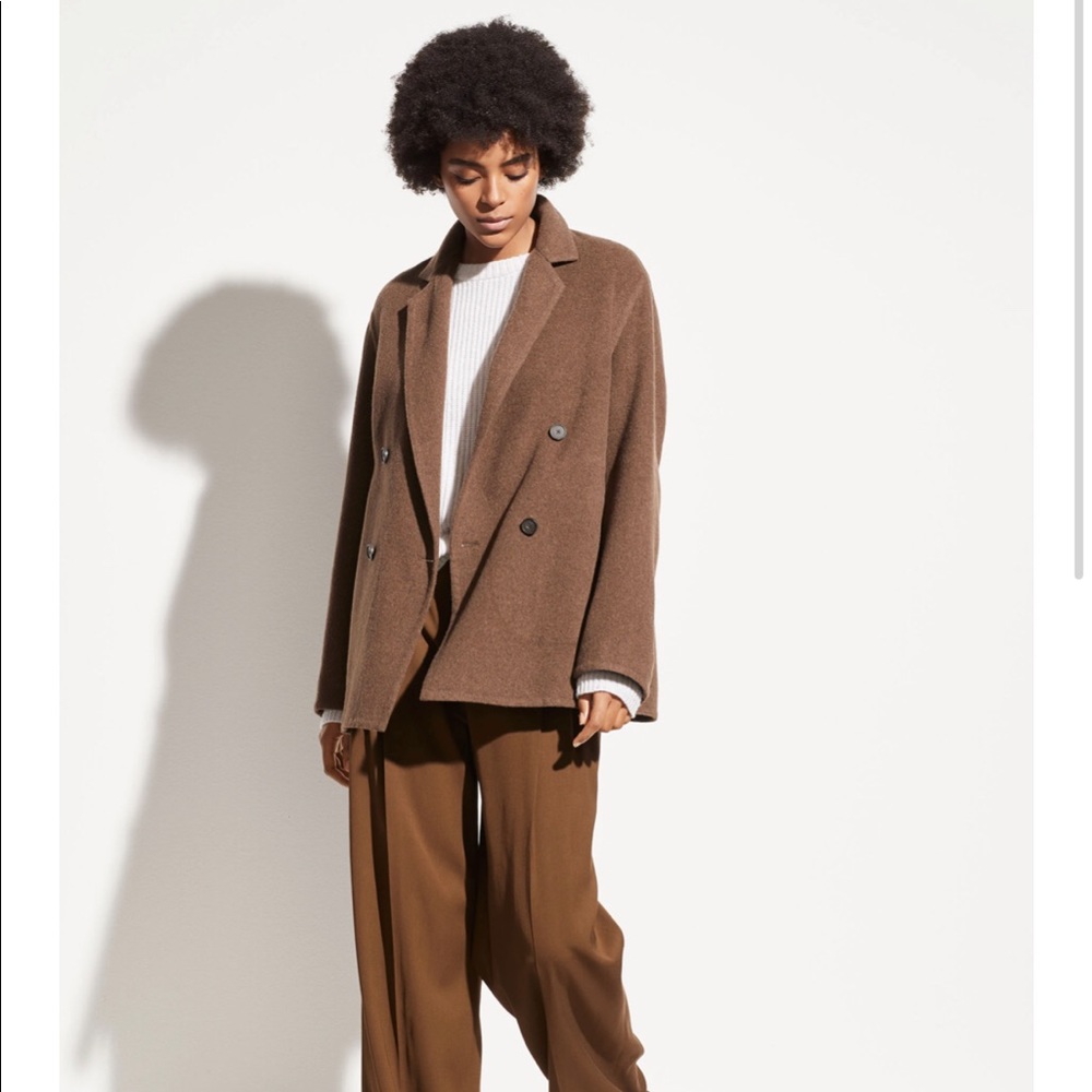 Vince Double Breasted Wool Blend Coat